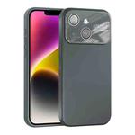 For iPhone 14 Plus Large Window Acrylic Lens Film + Liquid Silicone Full Coverage Phone Case(Gray)