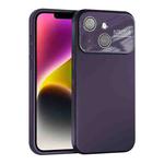 For iPhone 14 Large Window Acrylic Lens Film + Liquid Silicone Full Coverage Phone Case(Dark Purple)