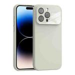 For iPhone 14 Pro Max Large Window Acrylic Lens Film + Liquid Silicone Full Coverage Phone Case(White)