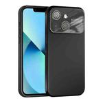 For iPhone 13 Large Window Acrylic Lens Film + Liquid Silicone Full Coverage Phone Case(Black)