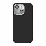 For iPhone 15 Plus Acrylic Lens Film + Liquid Silicone Full Coverage Phone Case(Black)