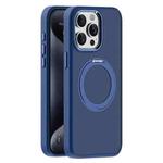 For iPhone 15 Pro Max Skin Feel Frosted MagSafe Magnetic Holder Phone Case(Dark Blue)