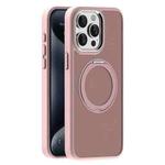 For iPhone 15 Pro Skin Feel Frosted MagSafe Magnetic Holder Phone Case(Pink)