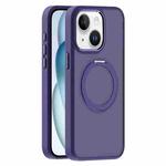 For iPhone 15 Plus Skin Feel Frosted MagSafe Magnetic Holder Phone Case(Purple)