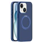 For iPhone 15 Skin Feel Frosted MagSafe Magnetic Holder Phone Case(Dark Blue)