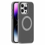 For iPhone 14 Pro Max Skin Feel Frosted MagSafe Magnetic Holder Phone Case(Dark Grey)