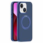 For iPhone 13 Skin Feel Frosted MagSafe Magnetic Holder Phone Case(Dark Blue)