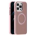 For iPhone 12 Pro Max Skin Feel Frosted MagSafe Magnetic Holder Phone Case(Pink)