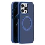 For iPhone 12 Pro Skin Feel Frosted MagSafe Magnetic Holder Phone Case(Dark Blue)