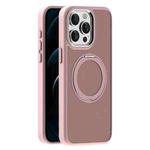 For iPhone 12 Pro Skin Feel Frosted MagSafe Magnetic Holder Phone Case(Pink)