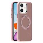 For iPhone 11 Skin Feel Frosted MagSafe Magnetic Holder Phone Case(Pink)