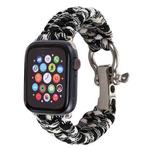 For Apple Watch Series 8&7 41mm / SE 2&6&SE&5&4 40mm / 3&2&1 38mm Umbrella Cord Nylon Braided Watch Band(Black White)