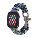 For Apple Watch Series 8&7 41mm / SE 2&6&SE&5&4 40mm / 3&2&1 38mm Umbrella Cord Nylon Braided Watch Band(Blue Green)