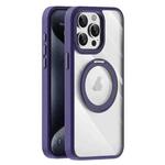 For iPhone 15 Pro Max Transparent MagSafe Magnetic Holder Phone Case(Purple)