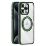 For iPhone 15 Pro Max Transparent MagSafe Magnetic Holder Phone Case(Dark Green)