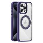 For iPhone 15 Pro Transparent MagSafe Magnetic Holder Phone Case(Purple)