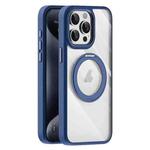 For iPhone 15 Pro Transparent MagSafe Magnetic Holder Phone Case(Dark Blue)