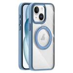 For iPhone 15 Plus Transparent MagSafe Magnetic Holder Phone Case(Light Blue)