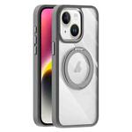 For iPhone 14 Plus Transparent MagSafe Magnetic Holder Phone Case(Light Grey)