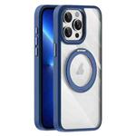 For iPhone 13 Pro Max Transparent MagSafe Magnetic Holder Phone Case(Dark Blue)