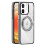 For iPhone 12 Transparent MagSafe Magnetic Holder Phone Case(Light Grey)