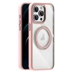 For iPhone 12 Pro Max Transparent MagSafe Magnetic Holder Phone Case(Pink)