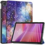 For Lenovo Tab 10.1 / K10 2nd / S10 Custer Painted 3-Fold Holder Leather Smart Tablet Case(Starry Way Nebula)