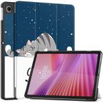 For Lenovo Tab 10.1 / K10 2nd / S10 Custer Painted 3-Fold Holder Leather Smart Tablet Case(Lazy Cat)