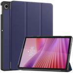 For Lenovo Tab 10.1 / K10 2nd / S10 Custer Texture 3-Fold Holder Leather Smart Tablet Case(Dark Blue)