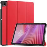 For Lenovo Tab 10.1 / K10 2nd / S10 Custer Texture 3-Fold Holder Leather Smart Tablet Case(Red)