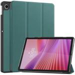 For Lenovo Tab 10.1 / K10 2nd / S10 Custer Texture 3-Fold Holder Leather Smart Tablet Case(Dark Green)