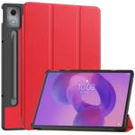 For Lenovo Idea Tab Pro Custer Texture 3-Fold Holder Leather Smart Tablet Case(Red)
