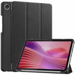 For Lenovo Tab One TB-305FU / Tab K9 Custer Texture 3-Fold Holder Leather Smart Tablet Case(Black)