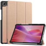 For Lenovo Tab One TB-305FU / Tab K9 Custer Texture 3-Fold Holder Leather Smart Tablet Case(Rose Gold)