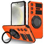 For Samsung Galaxy S24 5G Rotating Magnetic Holder Phone Case(Orange)