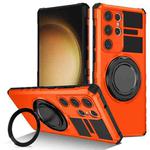 For Samsung Galaxy S23 Ultra 5G Rotating Magnetic Holder Phone Case(Orange)