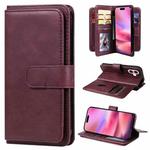 For iPhone 16 Multi-Function Wallet 10 Card Slots Leather Phone Case(Claret)