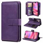 For iPhone 16 Multi-Function Wallet 10 Card Slots Leather Phone Case(Violet)