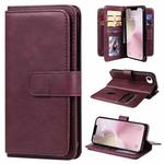 For iPhone SE 2024 Multi-Function Wallet 10 Card Slots Leather Phone Case(Claret)