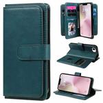 For iPhone SE 2024 Multi-Function Wallet 10 Card Slots Leather Phone Case(Dark Green)