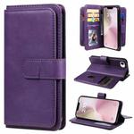 For iPhone SE 2024 Multi-Function Wallet 10 Card Slots Leather Phone Case(Violet)