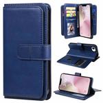 For iPhone SE 2024 Multi-Function Wallet 10 Card Slots Leather Phone Case(Dark Blue)