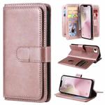 For iPhone SE 2024 Multi-Function Wallet 10 Card Slots Leather Phone Case(Rose Gold)