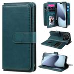For iPhone 17 Pro Multi-Function Wallet 10 Card Slots Leather Phone Case(Dark Green)