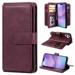 For iPhone 17 Multi-Function Wallet 10 Card Slots Leather Phone Case(Claret)