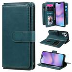 For iPhone 17 Multi-Function Wallet 10 Card Slots Leather Phone Case(Dark Green)