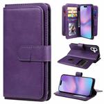 For iPhone 17 Multi-Function Wallet 10 Card Slots Leather Phone Case(Violet)