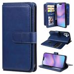 For iPhone 17 Multi-Function Wallet 10 Card Slots Leather Phone Case(Dark Blue)