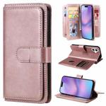 For iPhone 17 Multi-Function Wallet 10 Card Slots Leather Phone Case(Rose Gold)