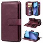 For iPhone 17 Air Multi-Function Wallet 10 Card Slots Leather Phone Case(Claret)
